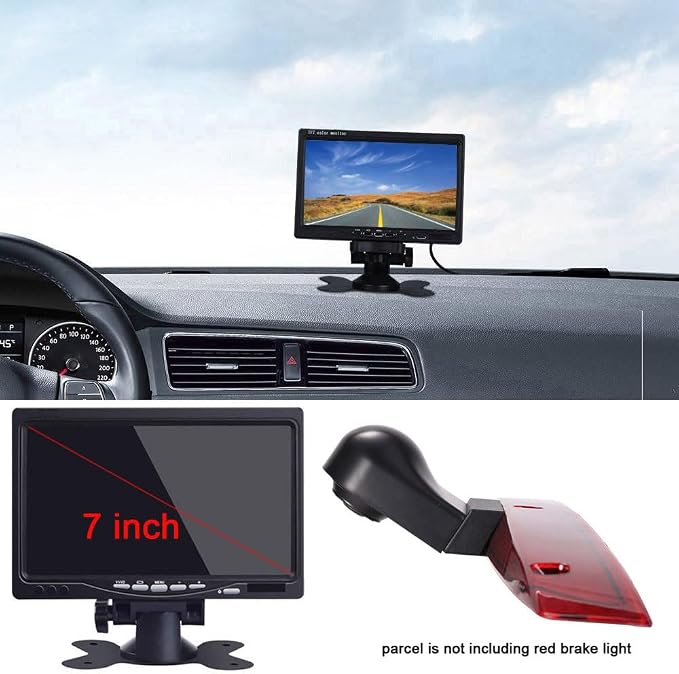 1280 * 720 Pixel Third Roof Brake Lamp Car Backup Camera Replacement for Mercedes-Benz Viano W639 Vito/Mixto Kasten Bus W639 Waterproof Night Vision Reverse Parking+7" TFT LCD Monitor