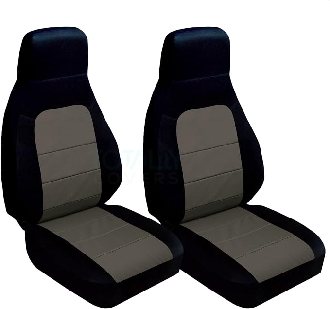 Totally Covers Compatible with 1990-2000 Mazda MX-5 Miata Seat Covers: Black and Charcoal (22 Colors) Bucket