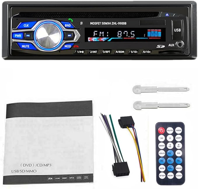 1 Din 12V Car Radio, VCD DVD CD Player Vehicle MP3 Stereo Player, Audio Stereo Receiver Support Bluetooth/FM/SD/USB/AUX/U Disk