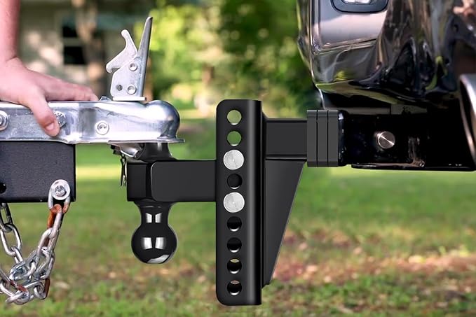 Adjustable Trailer Hitch Fits 2.5" Receiver, Drop Hitch & Tow Hitch with 6-Inch Drop/Rise, 2" & 2-5/16" Dual Ball Hitches for Trucks, 22,000 lbs GTW, Trailer Hitches with Anti-Theft Pin, Black