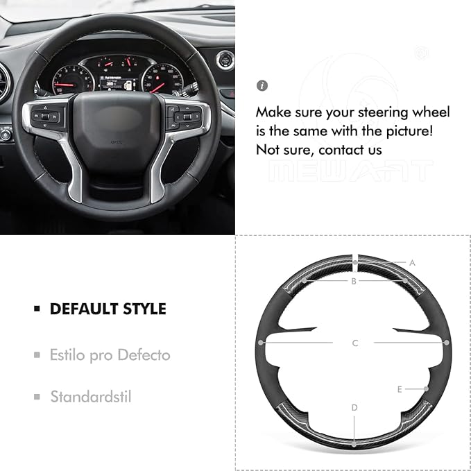 MEWANT DIY PU Carbon Fiber Suede Steering Wheel Cover for Chevy Silverado Blazer 1500 Silverado 2500/3500 Suburban