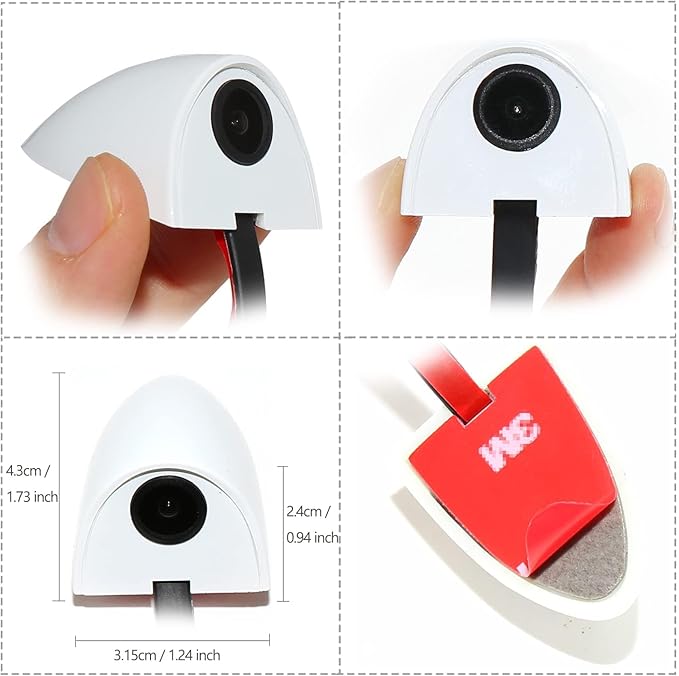 EWAY 2PCs Car Door Blind Spot Side View Camera, Self-Adhesive Screw-Free, Mini Style, Support Upside Down Flip Image, 92° Angle Blindspot Camera for Pickup Trucks SUVs Vans RVs Trailers - White