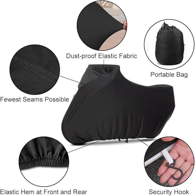 WinPower Indoor Motorcycle Cover Stretch Elastic Dustproof Covers for Motorbikes, 96inches