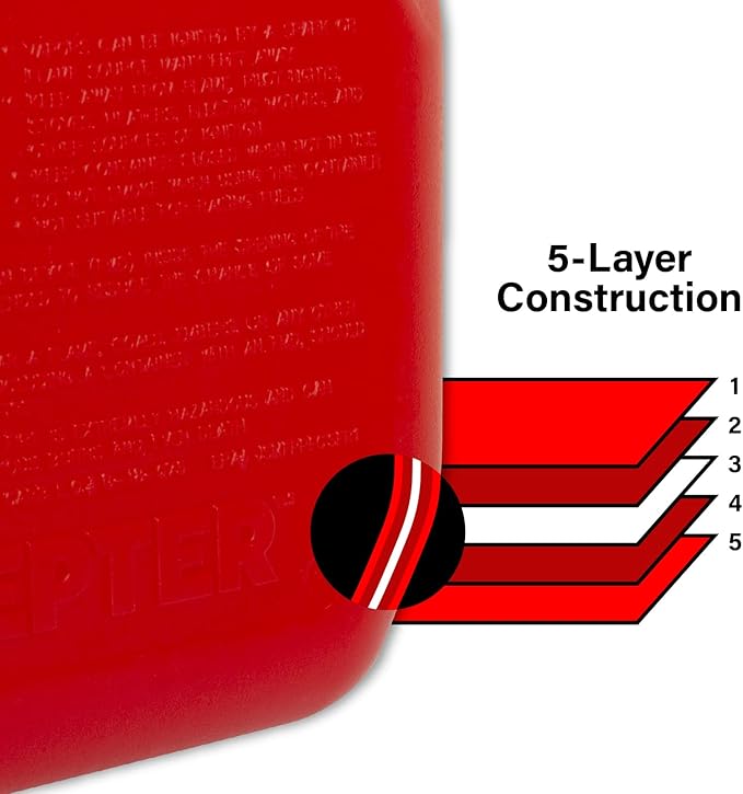 Scepter FR1G152 Fuel Container with Spill Proof Smart Control Spout with Bonus Spout Extender, Red Gas Can, 1 Gallon
