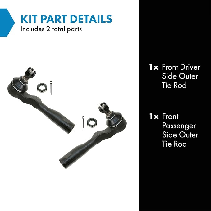 TRQ Front Outer Tie Rod Set 2 Piece Compatible with 2003-2007 Toyota Sequoia 03-06 Tundra