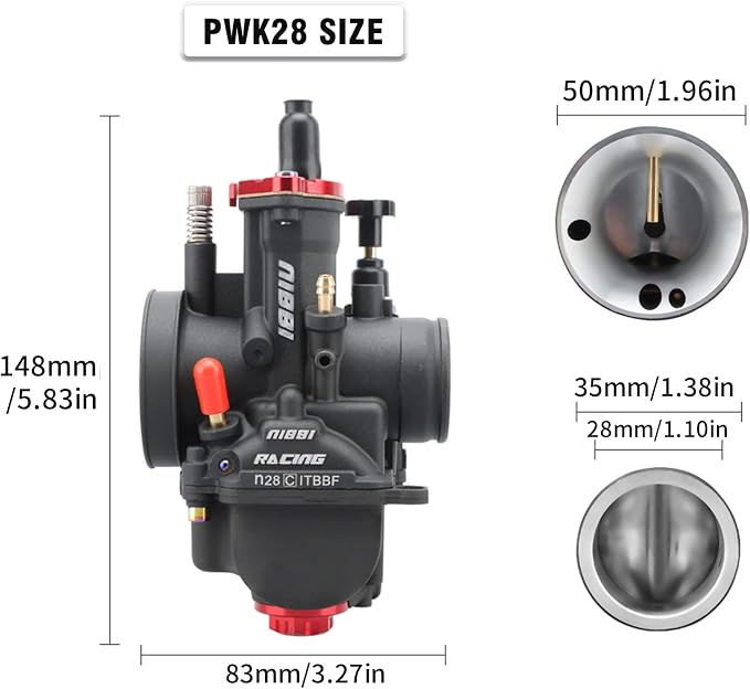 NIBBI Carburetor PWK 28mm Motorcycle, 200cc-250cc Power Carb With Carb Jets, Fit GY6 Engine Dirt Bike Mini Bike SSR TTR Apollo HAWK250 TaoTao ATV