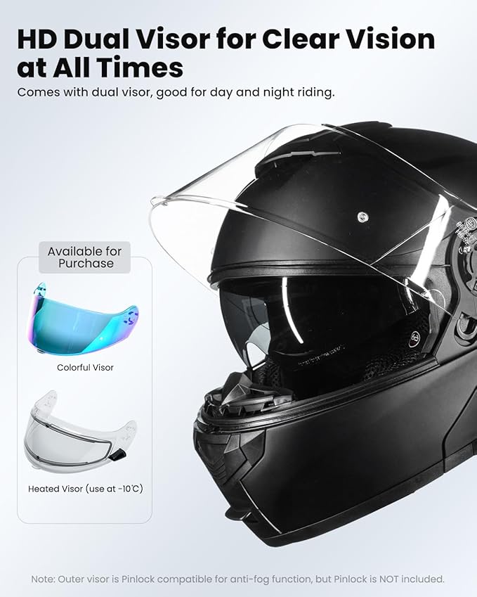 ILM 159BT Bluetooth Modular Motorcycle Helmet 2-3 Riders Intercom Full Face Flip up Casco DOT with Face Mask (MatteBlack, L)