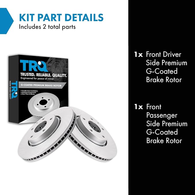 TRQ Front Brake Rotor Set G Coated Vented Compatible with 2016-2024 Mazda CX-5 2019-2021 Mazda 6