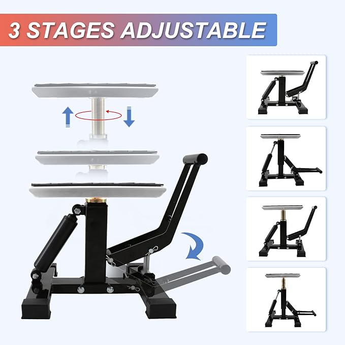 POLARBEAR Dirt Bike Stand Hydraulic Jack Vertical Lift CNC, for Dirt Bike/ATV/ADV/Rally Maintenance, Motorcycle Dirtbike Engine Stand with 1200Lbs Capacity(Silver)