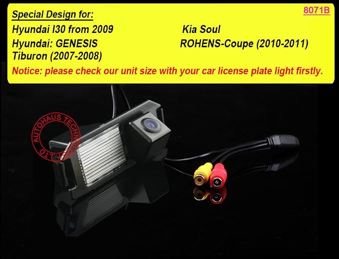 HD Backup Camera for Car, Waterproof Rear-view License Plate Car Rear Reverse Parking Camera, for Hyundai I30 Veloster i20 i10 Solaris/Genesis Coupe/Kia Soul ceed/Kia Picanto/Niro/Rohens Coupe Tiburon