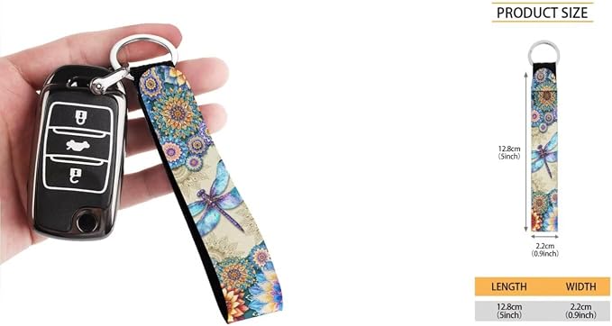 Boho Mandala and Dragonfly Pattern Car Accessories Car Seat Covers Full Set with Steering Wheel Covers+Seat Belt Pads+Coasters+Keychain+Lipstick Holder Universal Fit(13 Pack)