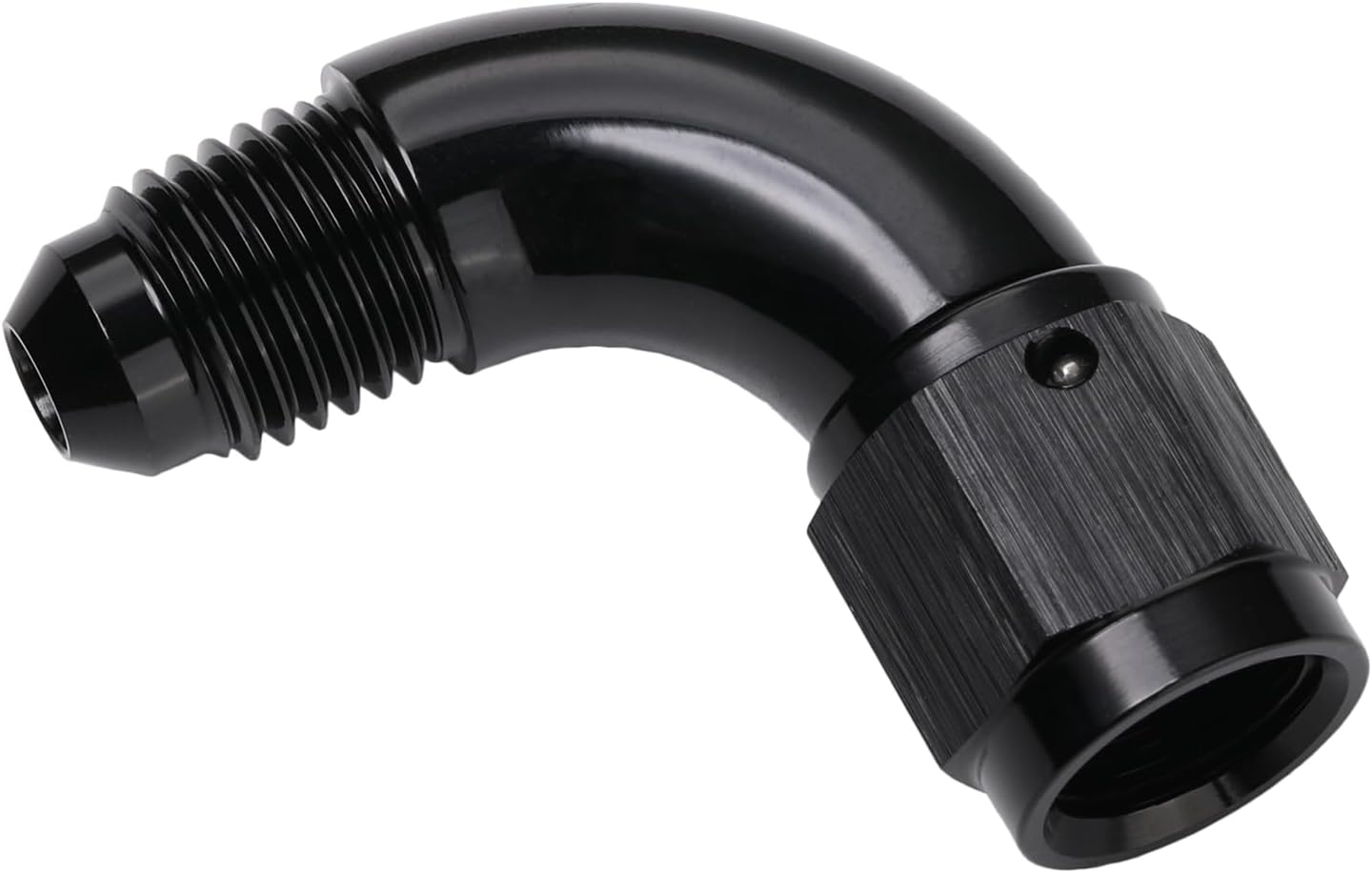 90 Degree 4AN Male to 4AN Female Swivel Full Flow Fitting Adapter Coupler Aluminum Black