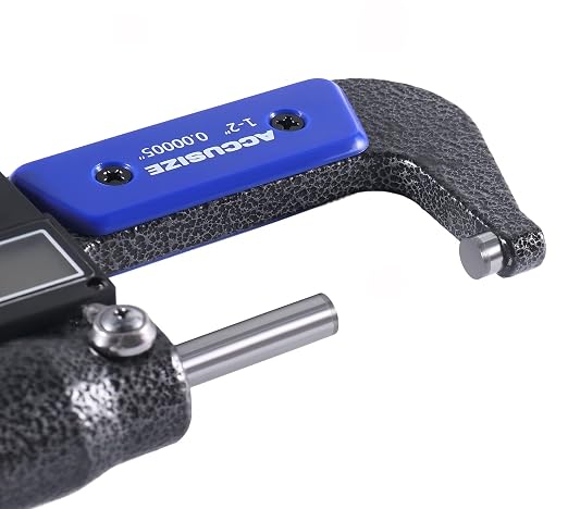 Accusize Industrial Tools 1-2''/25-50 mm by 0.00005''/0.001 mm 7-Key Electronic Digital Micrometer, Water Proof, Ac21-2022 | IP54 Rated, 0.00005"/0.001 mm Resolution, 7-Key, ±0.002" Accuracy
