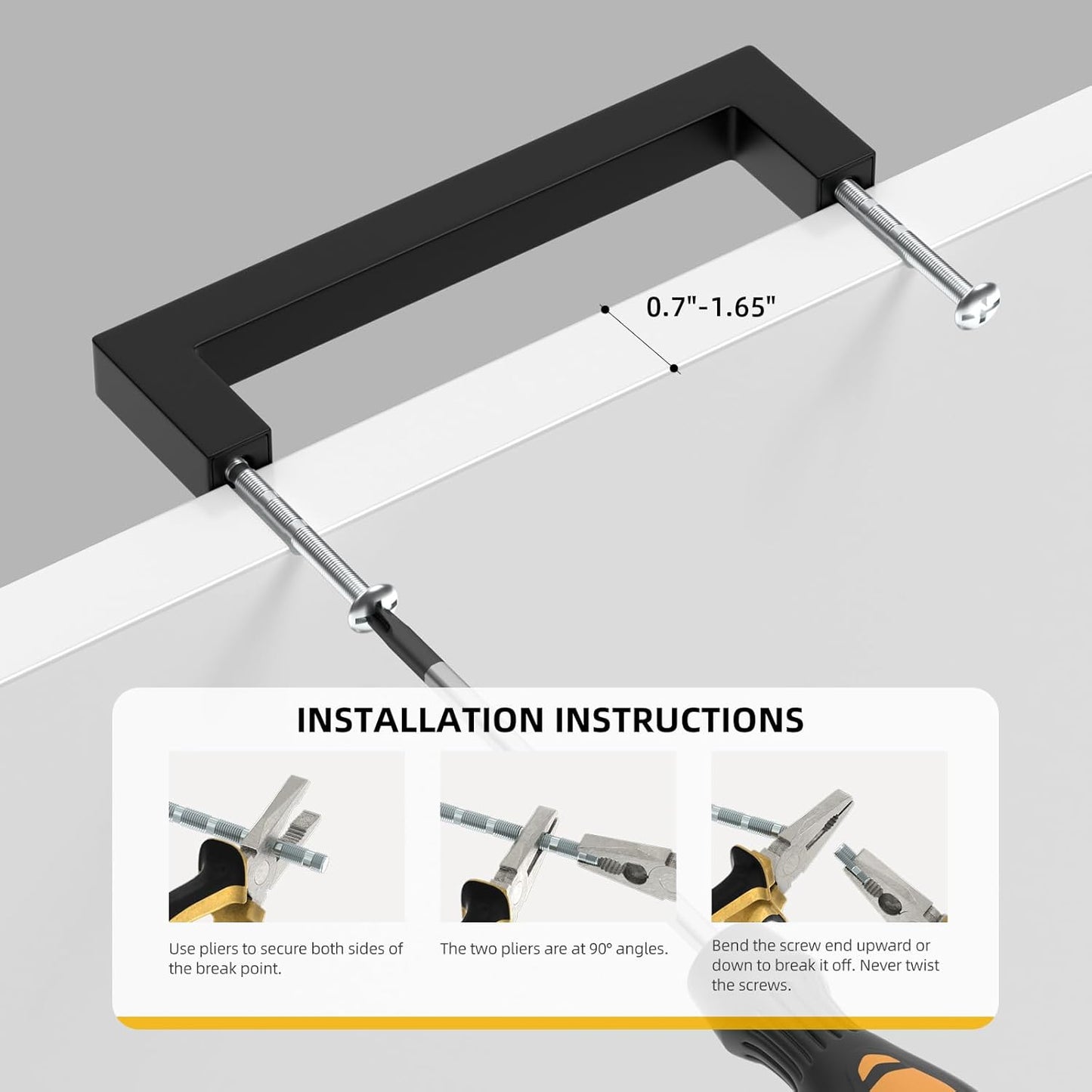 goldenwarm 45 Pack 3.5 INCH Black Square Bar Cabinet Pull - Drawer Handle Stainless Steel Modern Hardware for Kitchen and Bathroom Cabinets Cupboard,Center to Center 3-1/2in (90mm) Cabinet Pulls