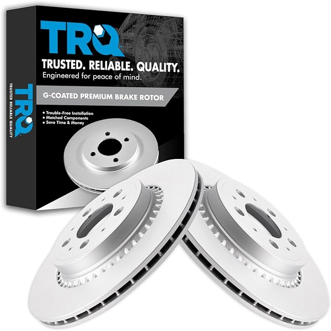 TRQ Rear Brake Rotor Set G Coated Vented Compatible with 2003-2014 Volvo XC90