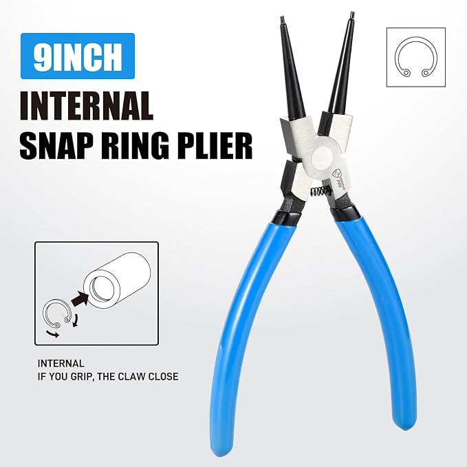 SMOTIVEPRO 9" Internal Snap Ring Pliers – Professional Circlip Tool for Automotive Transmission & Engine Repair, Durable CR-V Steel Construction