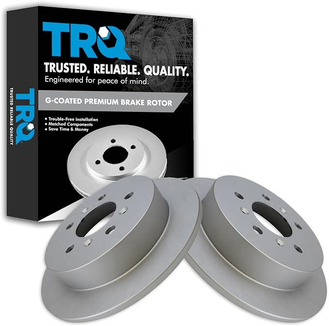 TRQ Rear Brake Rotor Set Solid G Coated Compatible with 2008-2009 Buick LaCrosse 2006-2010 Chevrolet Impala 2006-2007 Monte Carlo