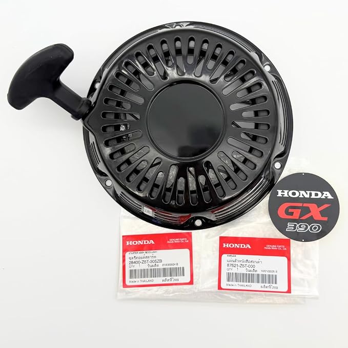 KINDZA Genuine Recoil Starter Assy 28400-Z5T-305ZB with Genuine Emblem 87521-Z5T-000 for Honda GX390 GX360 GX340 Engines Black Color