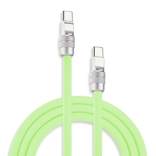 chubbycable Chubby 2.0 USB C 240W Fast Charging Cable Silicone Soft Durable USB C Cable Extra Thick Charger Cord Compatible with iPhone 17-15 Series iPad, Mint Green, Type-C to Type-C, 8.2FT