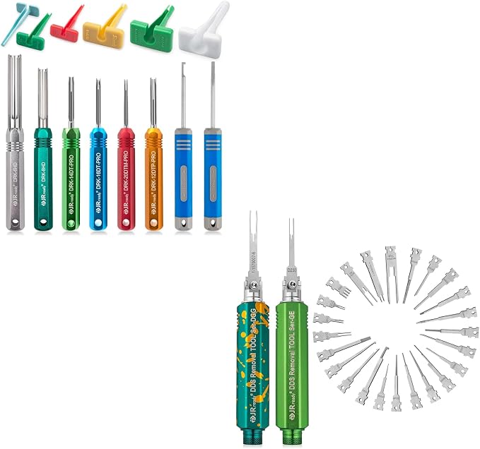 JRready Bundle with 2 Items:ST5257-PRO Deutsch Pin Tool Removal Kit for 4#8#16#12#20# Solid/Stamped Contacts 6-22 AWG+ST5347 2 Storage Handles & 26 Replacement Tips Pin Extractor Tools