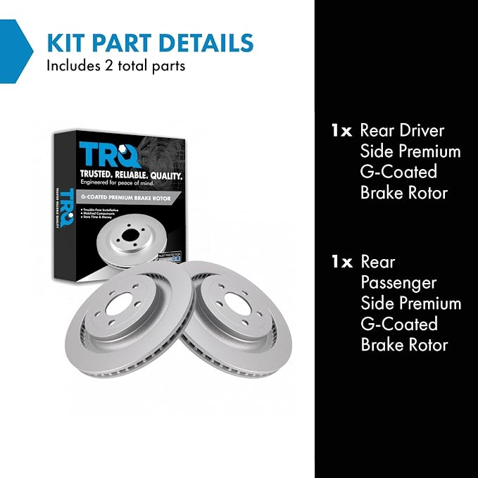 TRQ Rear Brake Rotor Set G Coated Vented Compatible with 2015-2023 Ford Mustang