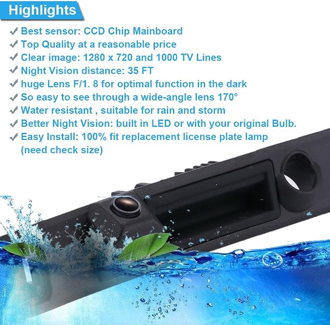 18mm Lens Vehicle-Specific Handlebar Integrated in case Back View Rear View reversing Camera for Audi A3 8P 8p1 8pa S3 V6 A4/S5 B6 8E5 B7 8EC Q7 4L GTI V8 RS4 S4 RS6 A6 A6L C6