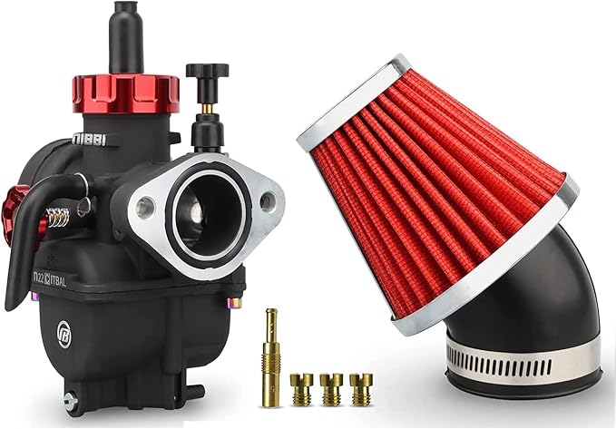 NIBBI PE26FL Carburetor Kit, PE26mm Motorcycle Carburetor with 48mm Air Filters Fit for Dirt Bike Mini Bike Pit Bike
