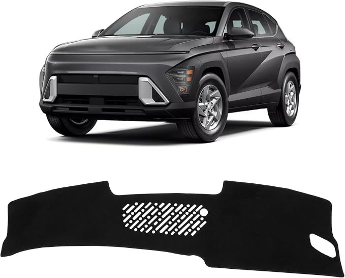 KUST Black Dash Cover for Hyundai Kona 2024 2025 2026 Polyester Dashboard Cover Non-Slip Interior Accessories for Hyundai Kona Custom Fit Dash Mat Sunshade Windshield No Glare