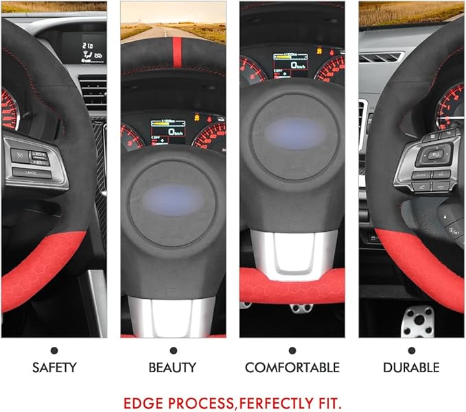 MEWANT Hand Stitched Car Steering Wheel Protector Wrap Cover for Subaru WRX 2015-2021 / WRX STI 2015-2021 Steering Wheel Cover Accessories