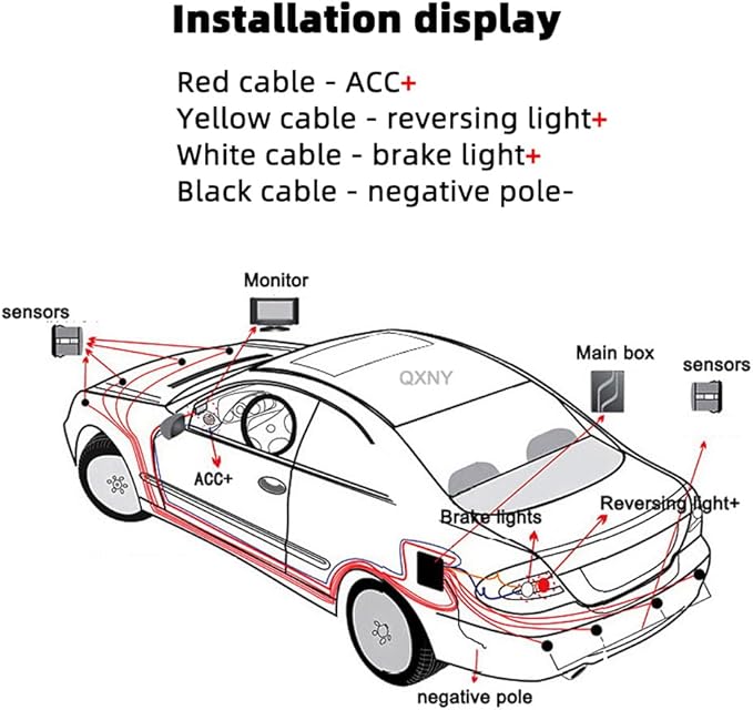 Parktronic 8 Parking Sensors Kit Reverse Backup Radar System Rear and Front View with Sound Warning Ultrasonic Distance Detection for Car Vihicle