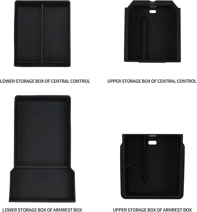 Jawjut Center Console Organizer Control Lower Bottom Storage Box 4PC Compatible with 2024 2025 Tesla Model 3 Highland