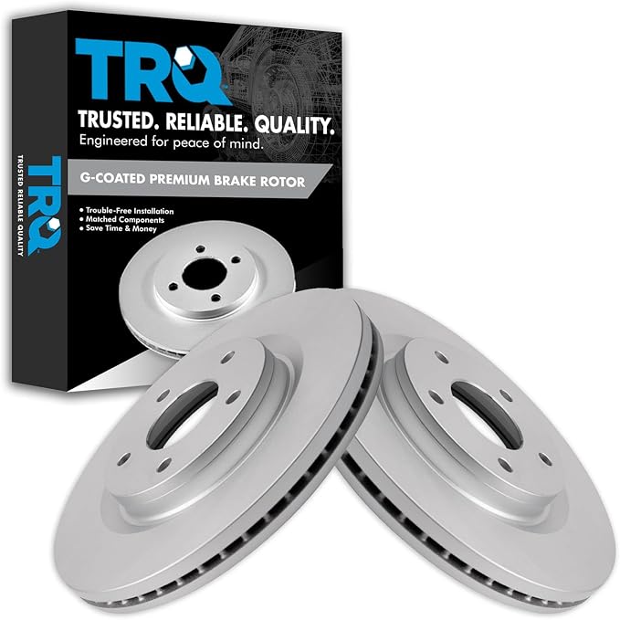 TRQ Front Brake Rotor Set G Coated Vented Compatible with 2011-2017 Nissan Juke 2017-2019 Nissan Sentra