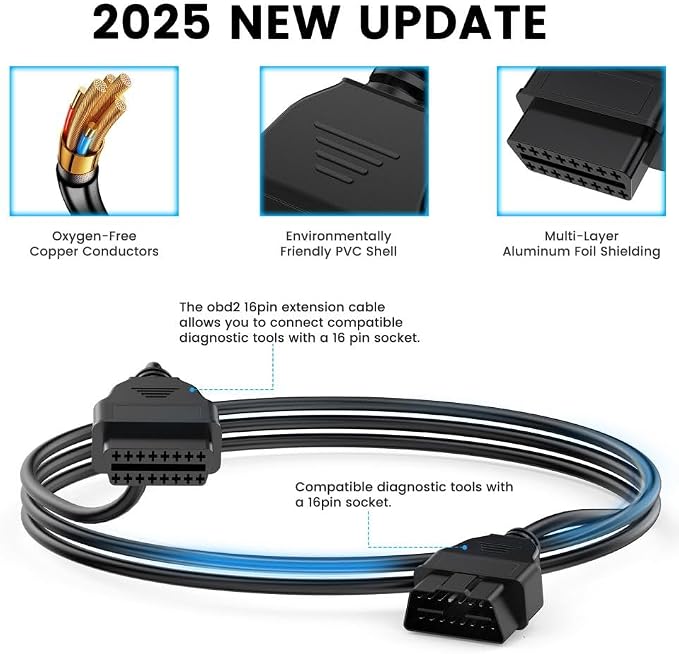 ANCEL TD700 Fits for Toyota OBD2 Scanner, Engine Car Diagnostic Scan Tool+ANCEL OBD2 Scanner Extension Cable