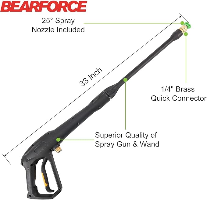 Bear Force Replacement Spray Gun with Extension Wand & M22-15 Connector, Compatible with Some of Ryobi, Greenworks, Craftsman, Kar-cher, SunJoe, Westinghouse, LWQ Electric Pressure Washer Max 1900 PSI