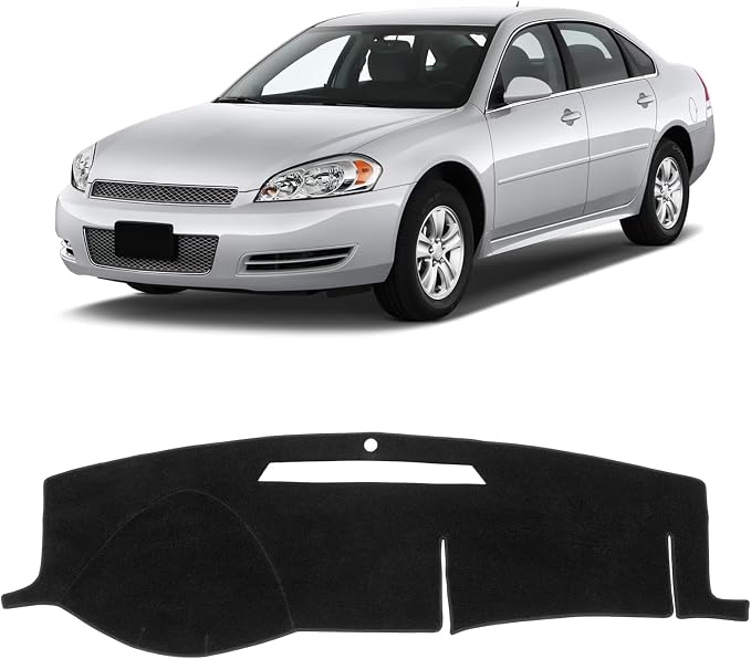 KUST Black Dash Cover for Chevy Chevrolet Impala 2006-2013/Impala Limited 2014-2016 Non-Slip Dashboard Cover Interior Accessories for Impala Custom Fit Dash Mat Sunshade No Glare