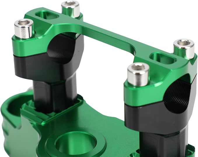 Motorcycle Top Triple Clamp 7/8" 22MM Upper Triple Tree Bar Mount with Risers Set CNC for KLX110 KLX 110 110L KLX110L 2002-2023 Green