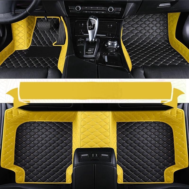 Custom Artificial Leather Waterproof All-Weather Car Floor Mats Fit for 99% Sedan SUV Sports Car Vehicle Car Mat (Yellow Black Beige)