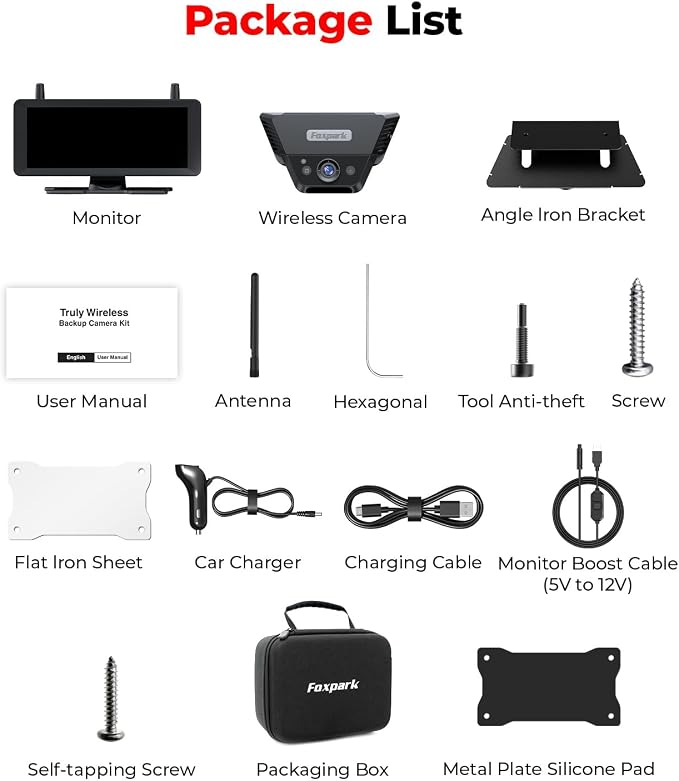 Wireless Backup Camera Solar Magnetic: 7.2" 1080P HD Split-Screen Monitor with Strong Signal, 1Min Easy Install, DVR Recording, Portable Storage Bag, Back up Camera for RV, Truck, Trailer, Camper
