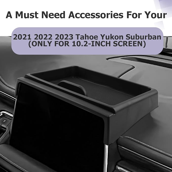 Dashboard Storage Tray Compatible with 2021 2022 2023 Yukon Tahoe Suburban Center Console Display Box Hidden Organizer Tray Behind Screen Tahoe Yukon Suburban Accessories (ONLY for 10.2Inch Screen)