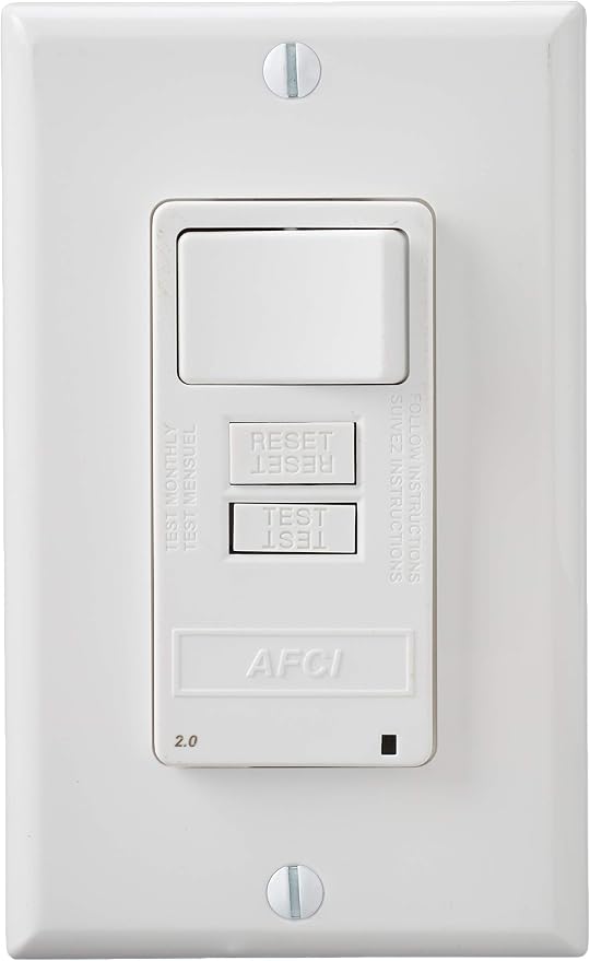 Leviton AFCI/Switch Combination, 15 Amp, Self Test, LED Indicator Light, AFSW1-W, White