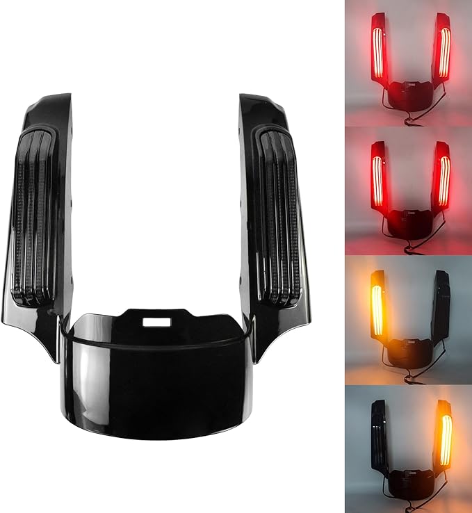 Rear Fender Fascia Extension with LED Running Brake Turn Signal Light Set Fit For Harley Touring Electrac Glide Road King Road Glide Street Glide 2014-2023(Black Lens)