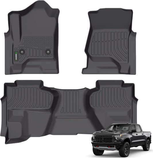 ANBINGO-Floor Mats Fits 2014-2018 Silverado/Sierra 1500, 2015-2019 2500/3500 HD, Double Cab Only, Custom Fit Silverado Floor mats, All Weather Protection Silverado1500 Double Cab Accessories