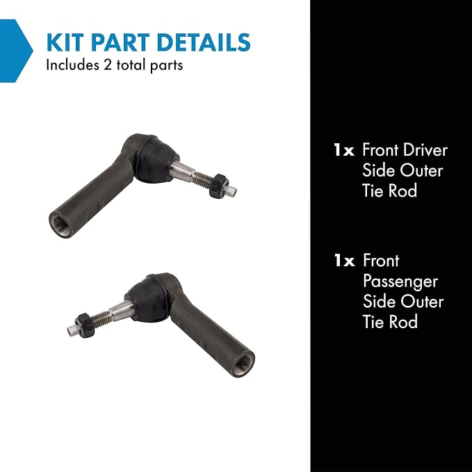 TRQ Front Outer Tie Rod Set 2 Piece Compatible with 2010-16 Buick LaCrosse 11-13 Regal 14-19 Cadillac XTS 11 Saab 9-5