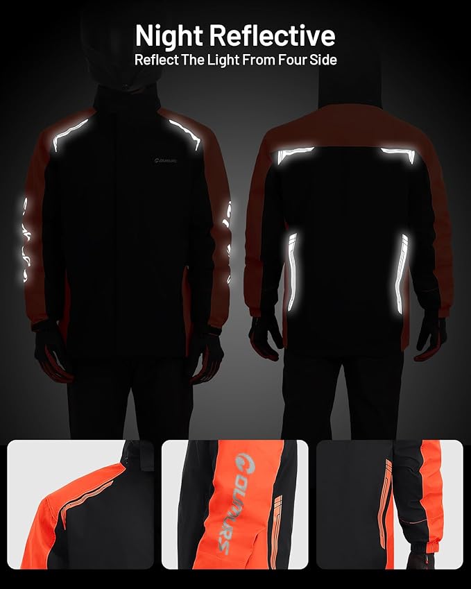 Oumurs Motorcycle Rain Suit - Waterproof Jacket & Pants for Men & Women, Lightweight Nylon, Reflective, Multi-purpose for Riding, Fishing, Golf, Hunting, Camping
