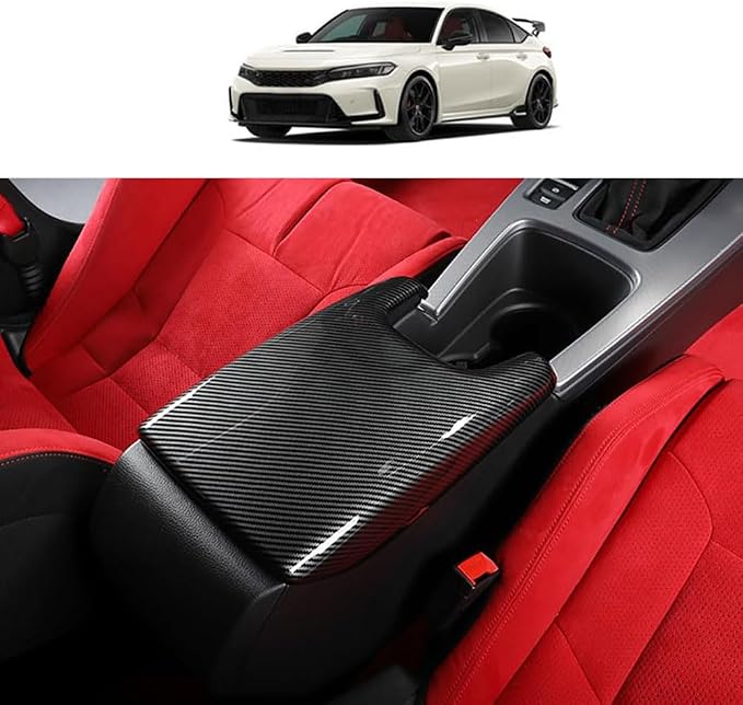for 11th Gen Civic Type R FL5 Typer Manual Transmission Central armrest Box Cover Type R FL5 Typer Door armrest Cover Interior Modification FL5 Accessories (Carbon Fiber Pattern)