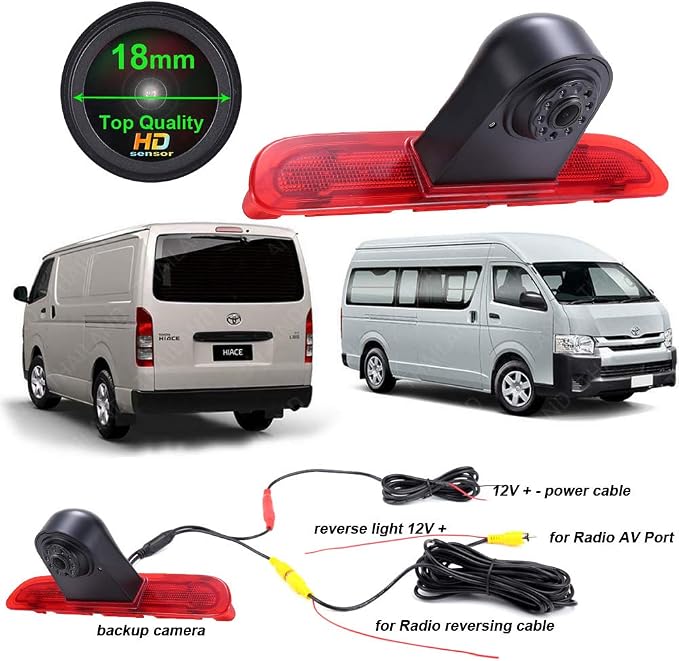HD 1280x720 Pixels 1000 TV Lines 3rd Brake Light Reversing Camera Brake lamp Parking Camera for Toyota Commuter HiAce H200 MK5 Van LWB Trh Kdh Tailgate Bus 3rd Transporter 2004-2014 Waterproof
