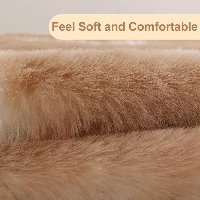 5 Seat Fluffy Faux Rabbit Fur Car Seat Cover for Fuzzy Soft Auto Universal Car Seat Plush Vehicle Seat Protector Pad with Non-Slip Backing, Car Accessories Home and Office Chair