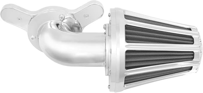 Air Cleaner Filter 90° Forward-Facing Intake Kit CNC Fit for Harley Touring Softail Dyna Sportster XL (Chrome Housing Grey Element, C For Touring 08-16,Softail 16-17,Trike 08-16)