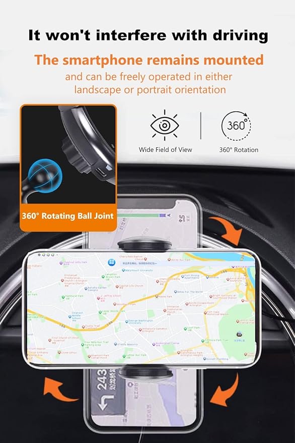 Persevere Car Phone Holder for Mini Cooper F54, F55, F56, F57, F60 with Auto-Open/Close Charging, 360° Rotatable Portable Only for Circular Display Screen for 4-6.9'' Smartphones