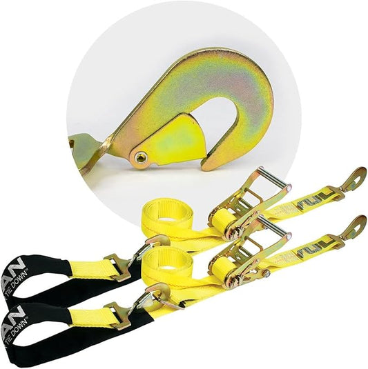 VULCAN Axle Tie Down Combo Strap Kit - 2 Inch - Classic Yellow - 3,300 Pound Safe Working Load